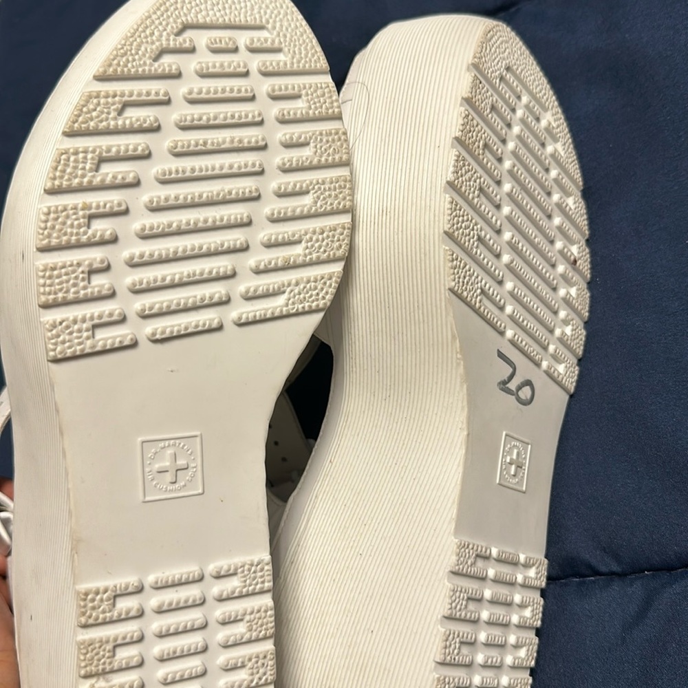 White platform sandals- Dr Martin “AirWair with bouncin soles”.